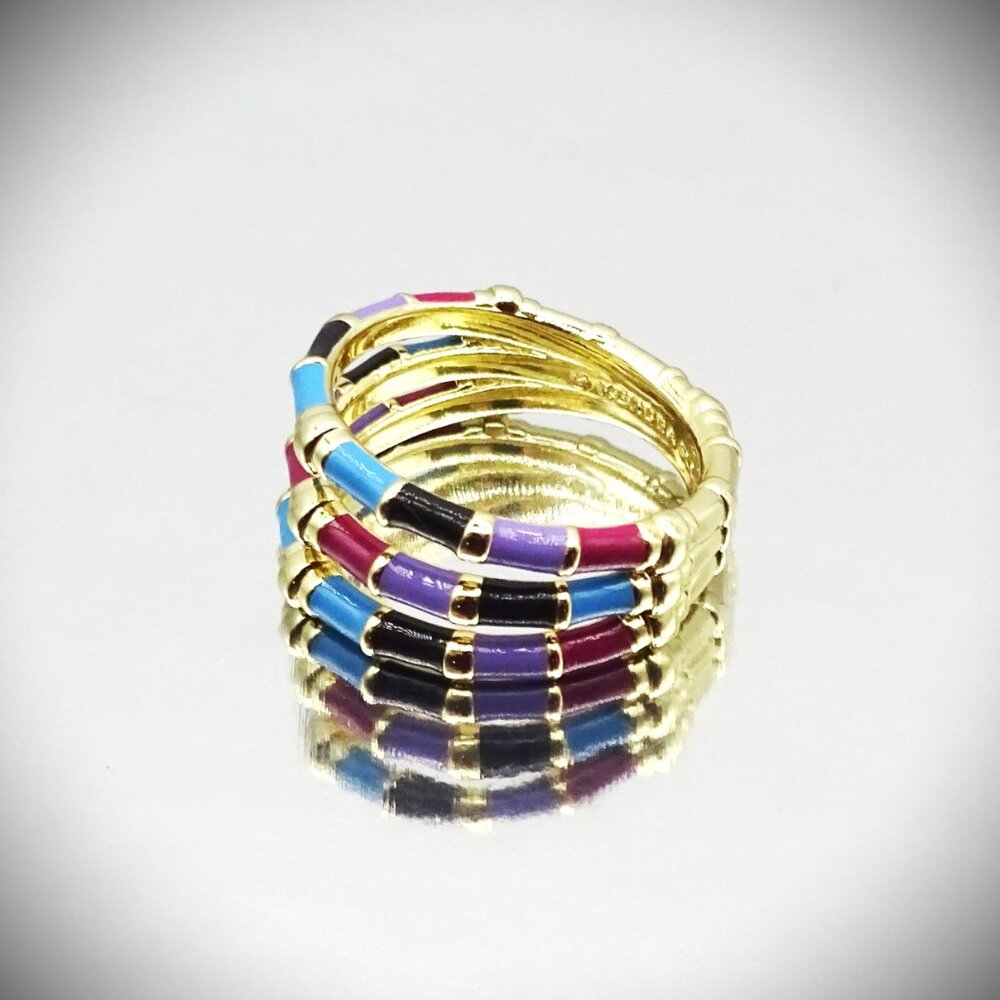 KENDRA SCOTT Essie Yellow Gold Plate Multicolor Enamel Ring Size 6